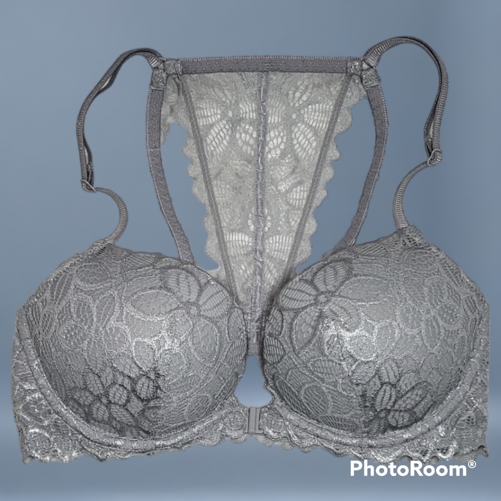 Victoria's Secret Intimates Metallic Floral Lace Push-up Bra Size 32D